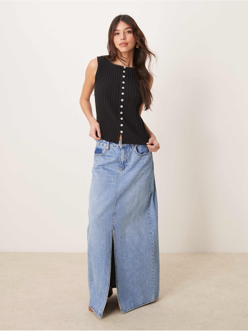 Free People Tilly Ribbed Button Vest - Picture 4 of 7